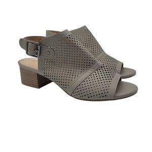 Restricted Cutout Peep Toe Ankle Strap Stacked Heel Sandals